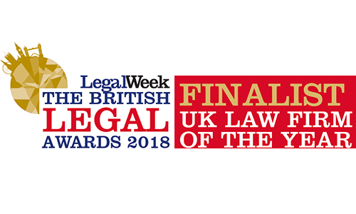 <p style="text-align: center;"><strong>Legal Week’s British Legal Awards</strong></p>
<p style="text-align: center;"><span>UK Law Firm of the Year</span></p>
<p style="text-align: center;">Nominated</p>
<p style="text-align: center;">2018</p>
