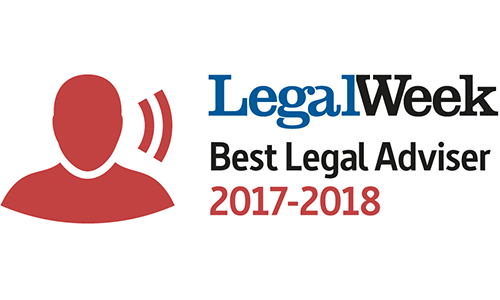 <p style="text-align: center;"><span><strong>Legal Week</strong><br />Best Legal Advisor<br /></span>2017-2018</p>